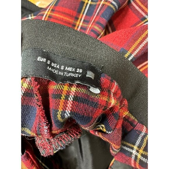 Zara Gingham Checked Flared Pants Plaid High Waisted Size Small - Picture 14 of 16